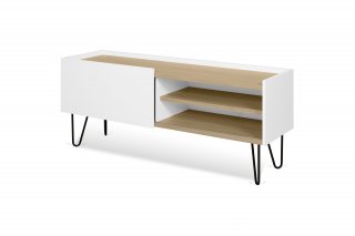 Meuble TV design NINA  Chêne clair et blanc